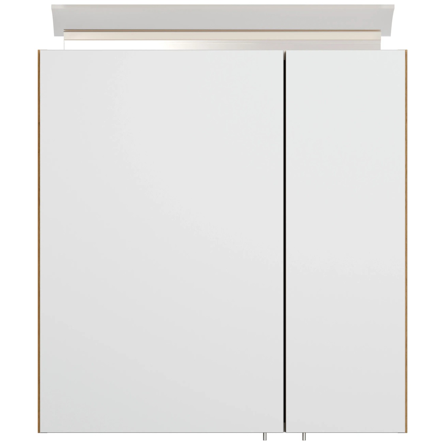 Posseik Spiegelschrank 60 cm in Eiche Gold mit LED-Lampe und Glasböden.