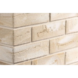 Elabrick Eckverblender Sydney, beige, für Innen- und Außenbereich. Detailaufnahme der Eckausbildung.