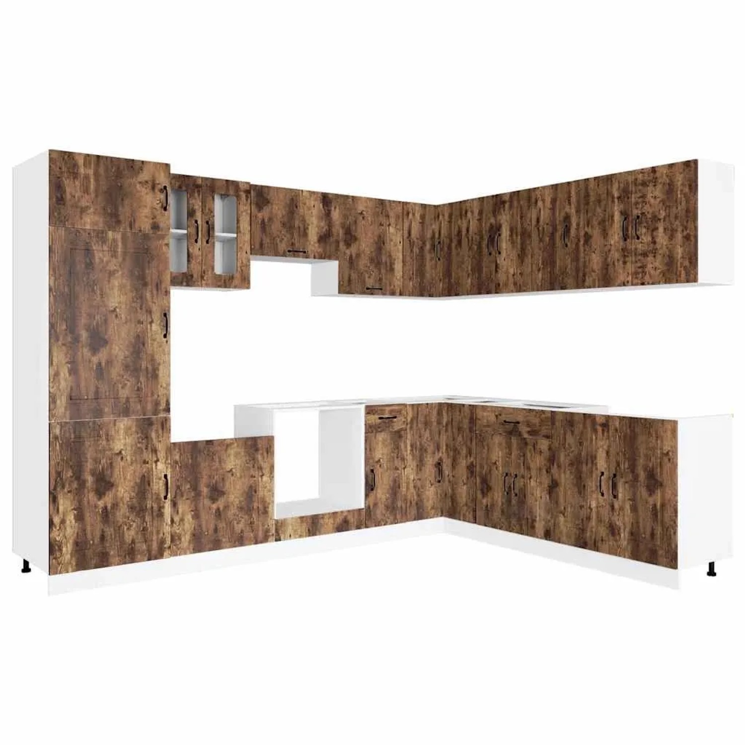 vidaXL 14 Tlg Küchenschrank-Set Kalmar Räuchereiche Holzwerkstoff 3314976