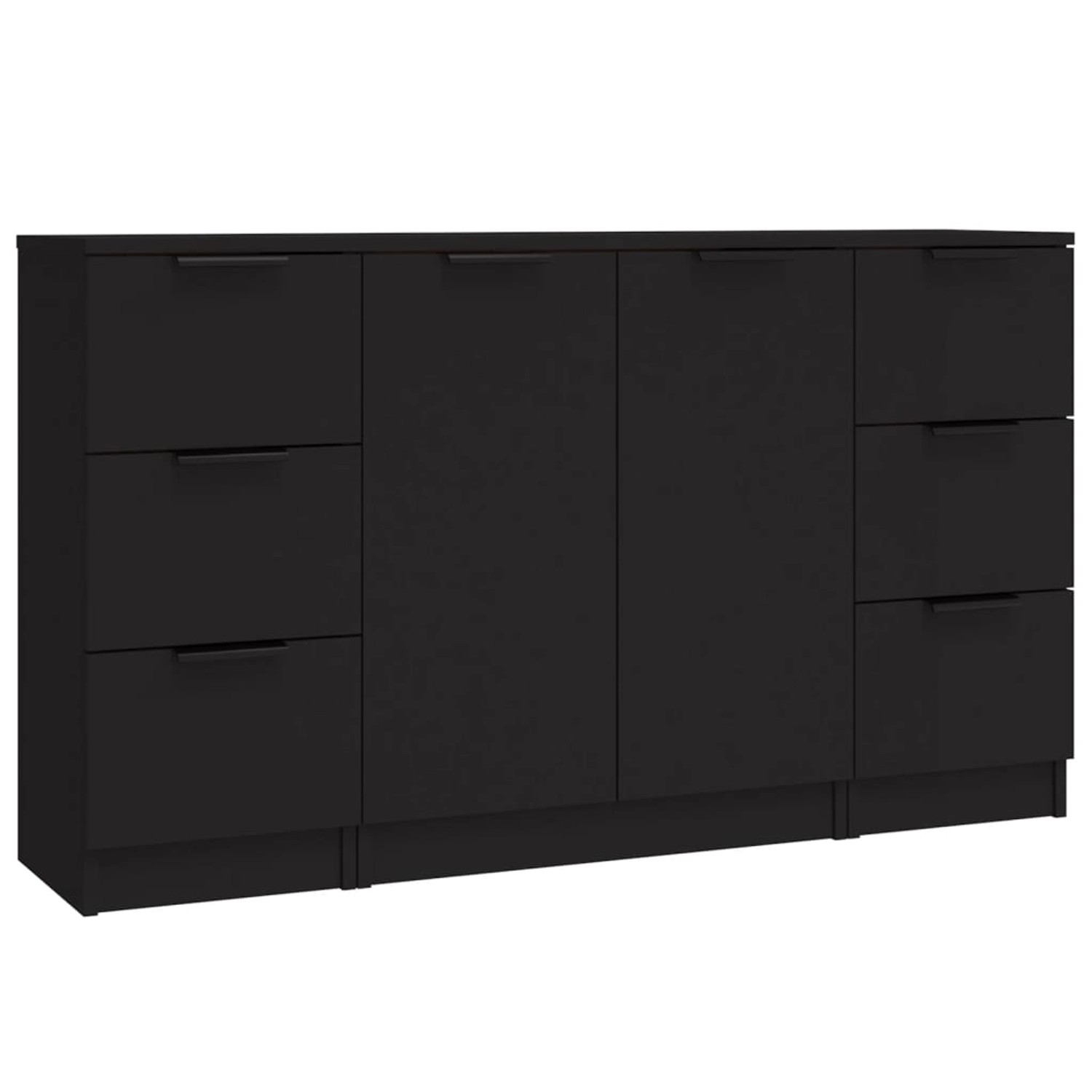 vidaXL Sideboards 3 Stk Schwarz Holzwerkstoff 3115837