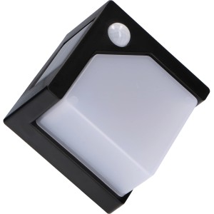 Schwarze Solar-Wandleuchte Pretoria mit Sensor, 1 W, 50 lm, 2700 K, IP44.