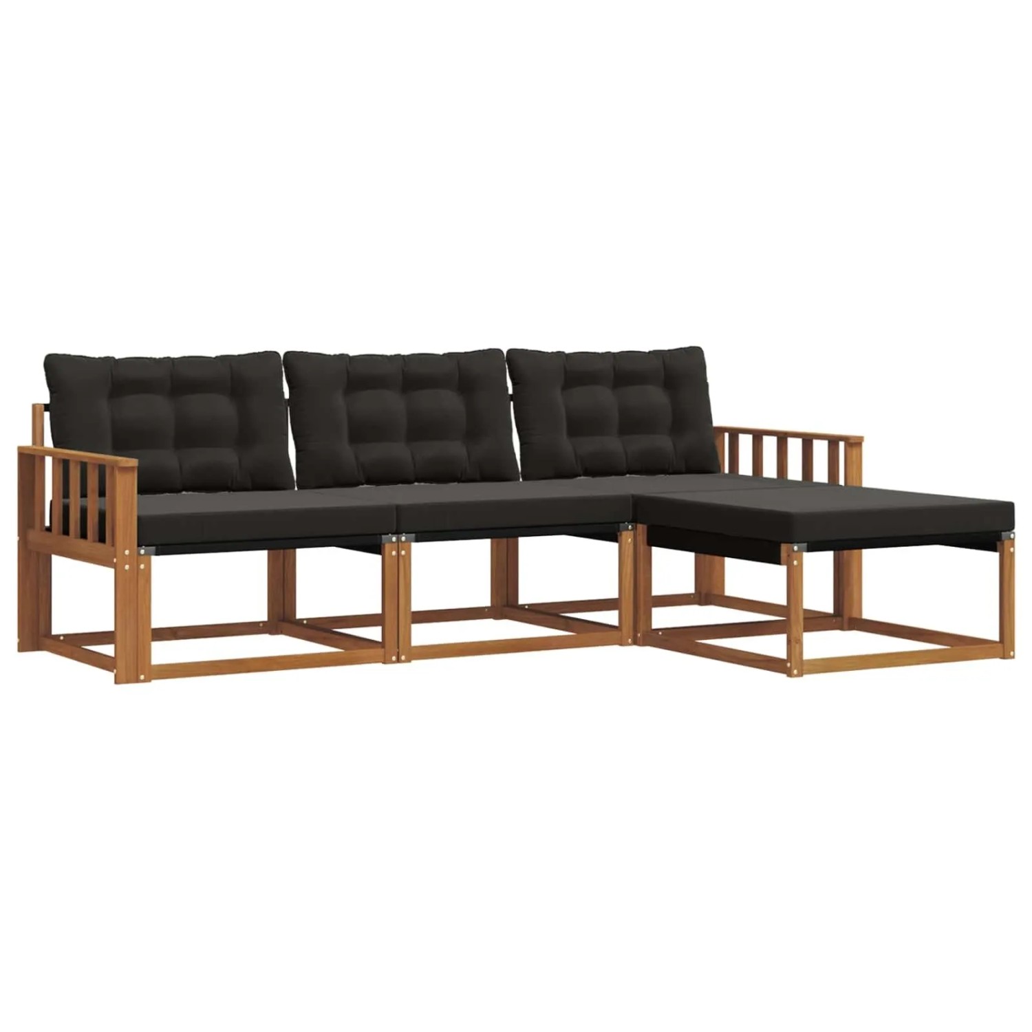vidaXL Outdoor-Sofagarnitur mit Kissen 4-Tlg Natur und Schwarz 3369335