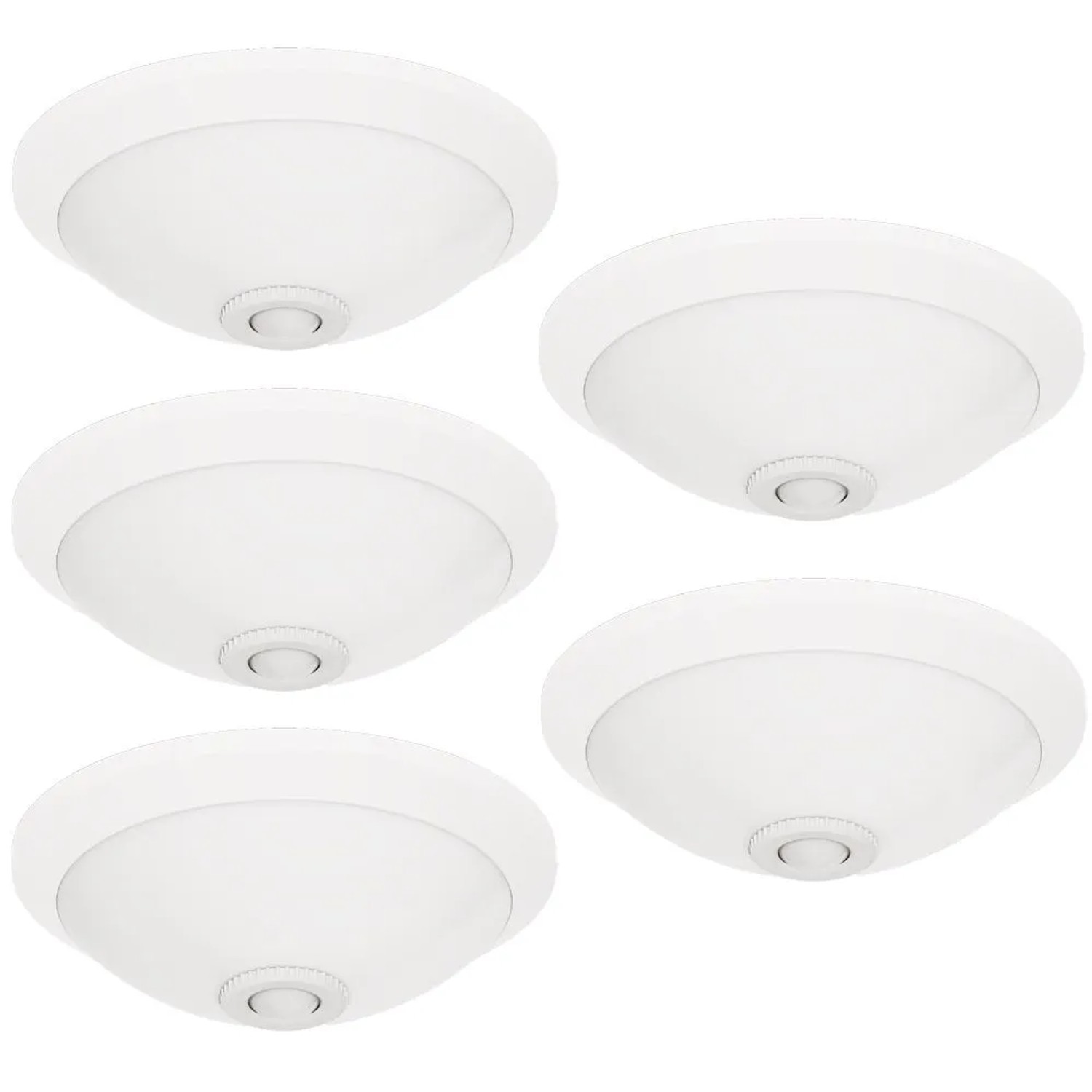 HOROZ 5er Set LED Deckenleuchte mit Bewegungsmelder 300 mm Weiß 360° PIR Dämmerungssensor E27 IP20 Sensorlampe