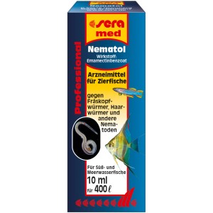 Sera Nematol Aquarium-Heilmittel, 10ml Flasche zur Behandlung von Wurmerkrankungen bei Zierfischen.