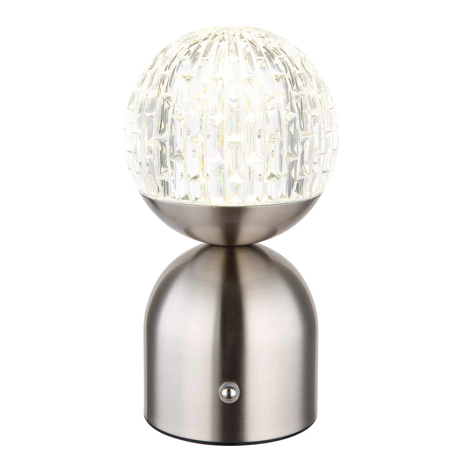 Globo LED-Tischleuchte Julsy, 20 cm, Nickel matt, mit Kristall-Effekt.
