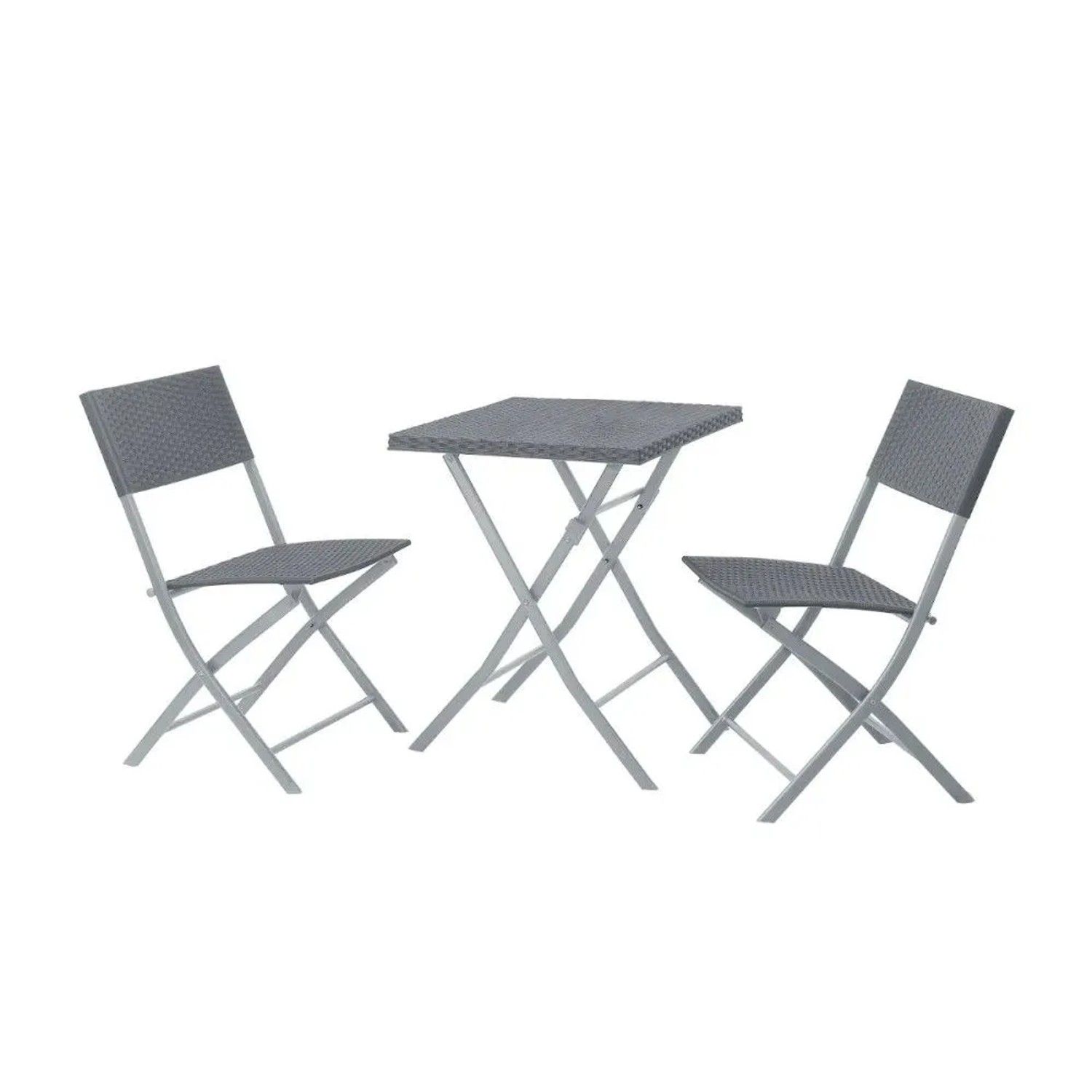 Svita Lima Bistroset 3-teilig 2 Stühle 1 Tisch Balkonset Klappbar Grau
