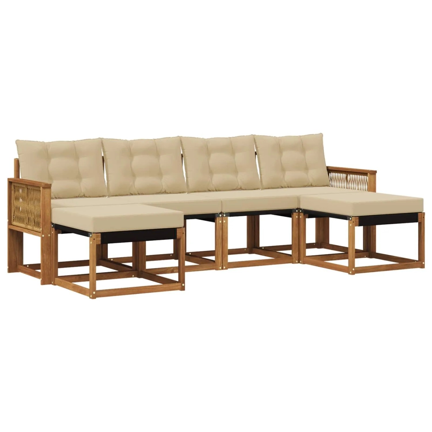 vidaXL Outdoor-Sofagarnitur mit Kissen 6 Stk Natur und Beige 3382133