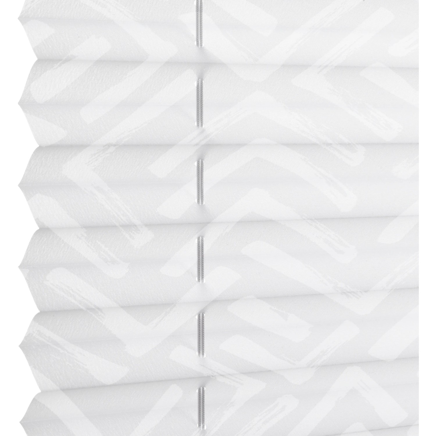 Weißes Gardinia Plissee Concept Lissy 100x130 cm mit dezentem Pigmentdruck.