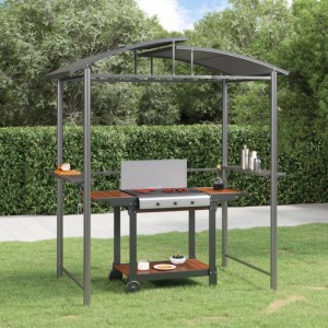 vidaXL Grillpavillon mit Seitenregalen Anthrazit 210x114x230 cm Stahl 360139