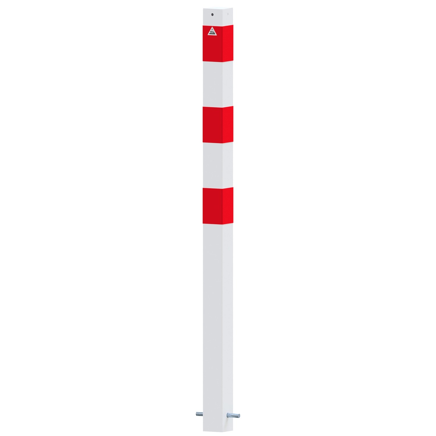 Schake Absperrpfosten Einbetonieren Verzinkt Ohne Öse 70 mm x 70 mm Weiß Rot