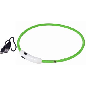 Grüner Dobar LED Leuchtring aus Nylon mit USB-Ladekabel für Hunde.