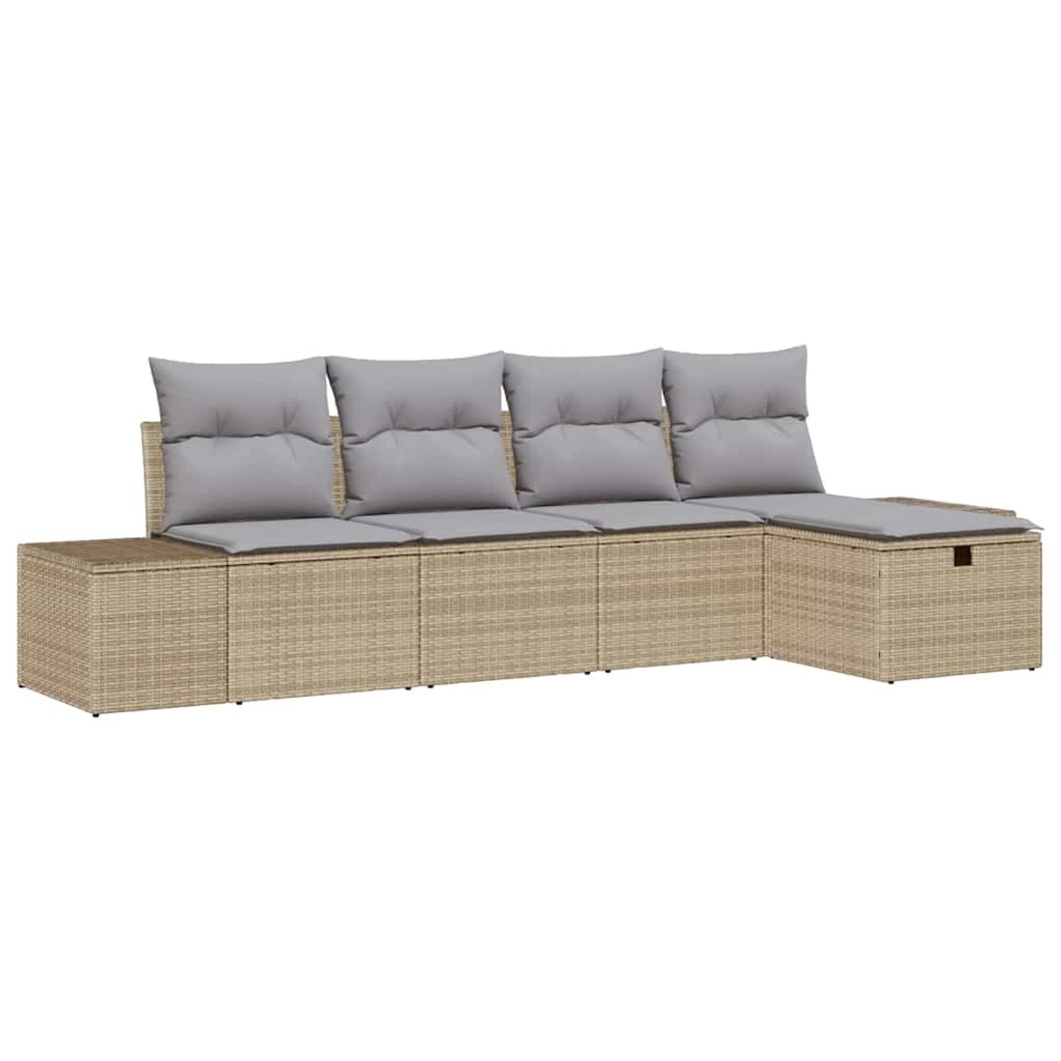 vidaXL Garten-Sofa-Set mit Kissen 5-Tlg Beige Poly Rattan 3359359 günstig online kaufen