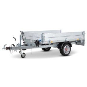 Stema Rückwärtskipper RKE 1500-23-15 Autoanhänger, gebremst, mit Stahlbordwänden und Handpumpe.