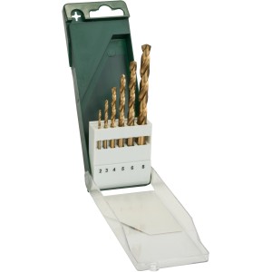 Bosch Metallbohrer Set, 6-teilig, HSS-Tin, DIN 338 im grünen Kunststoffkasten.