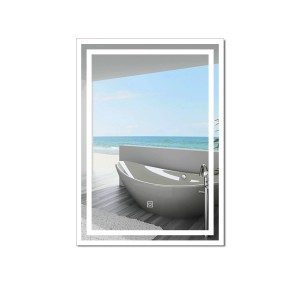 Aica Badspiegel 50x70 cm mit LED-Beleuchtung, drei Lichtfarben, dimmbar und Touch-Funktion.