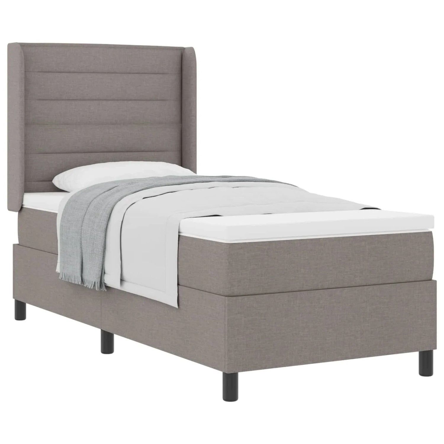 vidaXL Boxspringbett mit Matratze mit Kopfteil Taupe 90 x 200 cm Stoff 3341564