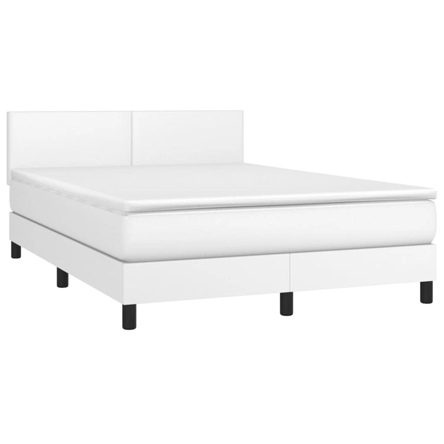 vidaXL Boxspringbett mit Matratze & LED Weiß 140x190 cm Kunstleder 3134100 günstig online kaufen