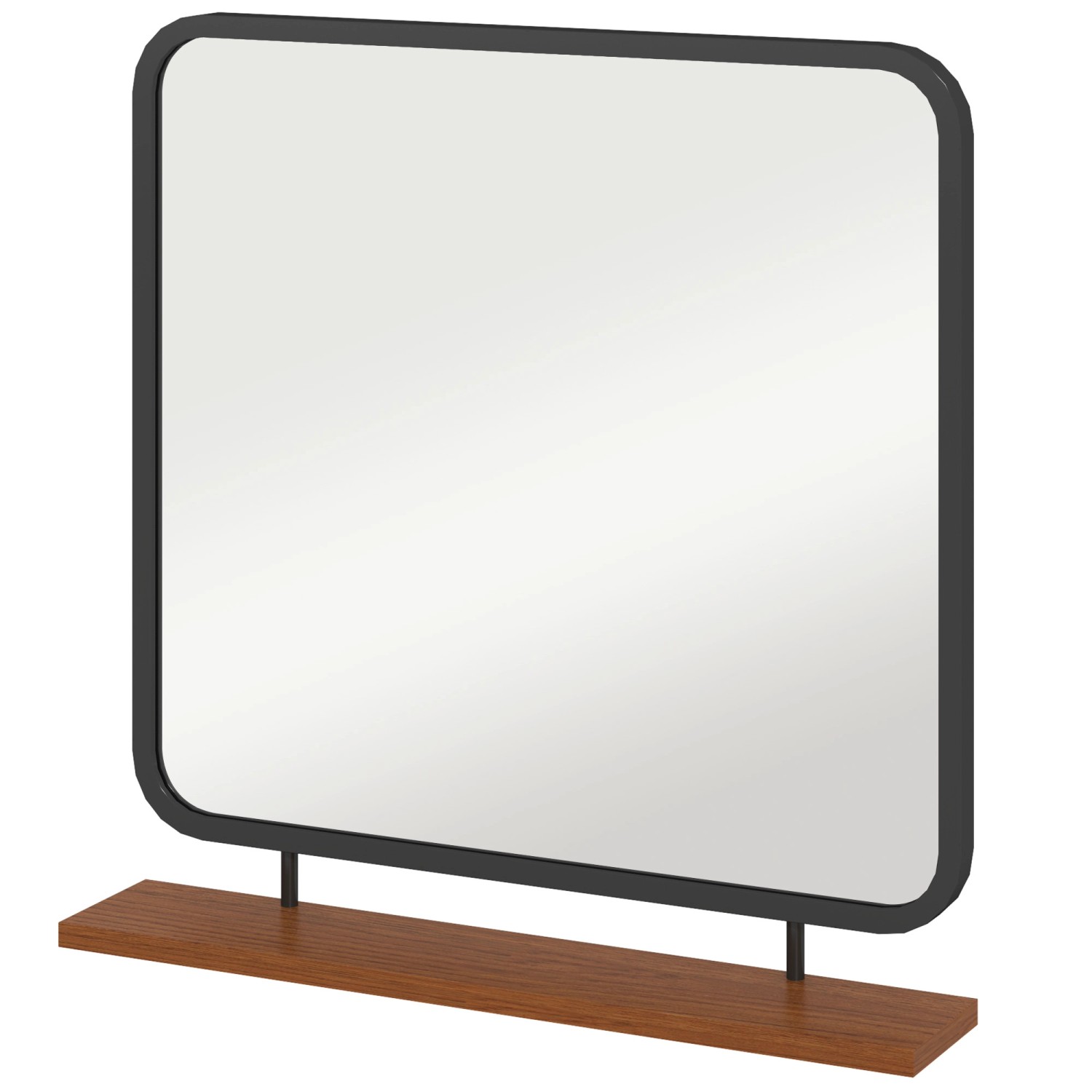 HOMCOM Wandspiegel mit Ablage Glas Schwarz 55L x 10B x 55,5H cm günstig online kaufen