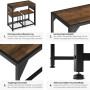 Tectake Sitzgruppe Milton, 3-teilig, Industrial-Design, Esstisch mit 2 Stühlen, Holz dunkel rustikal.
