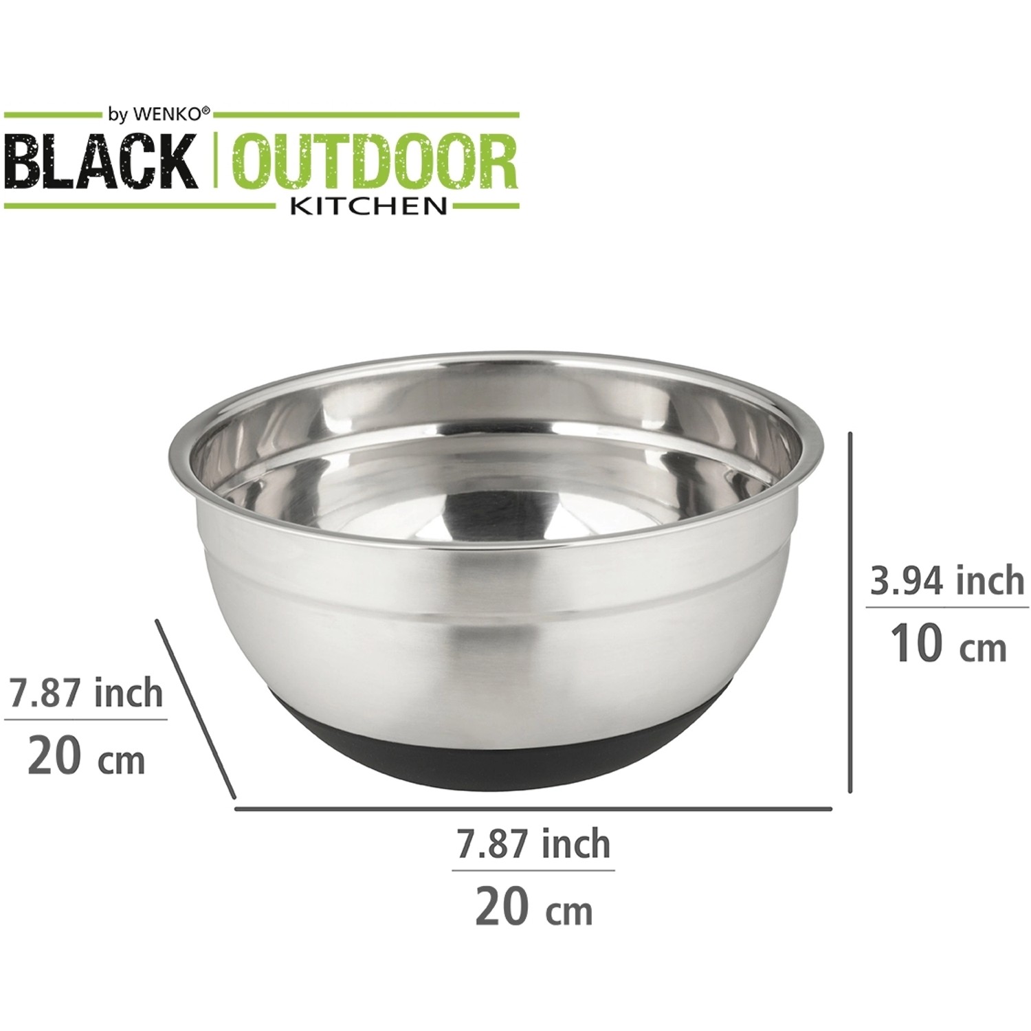 Wenko Schüssel Aru 1,7 l aus Edelstahl mit Anti-Rutsch-Boden für Grillutensilien.
