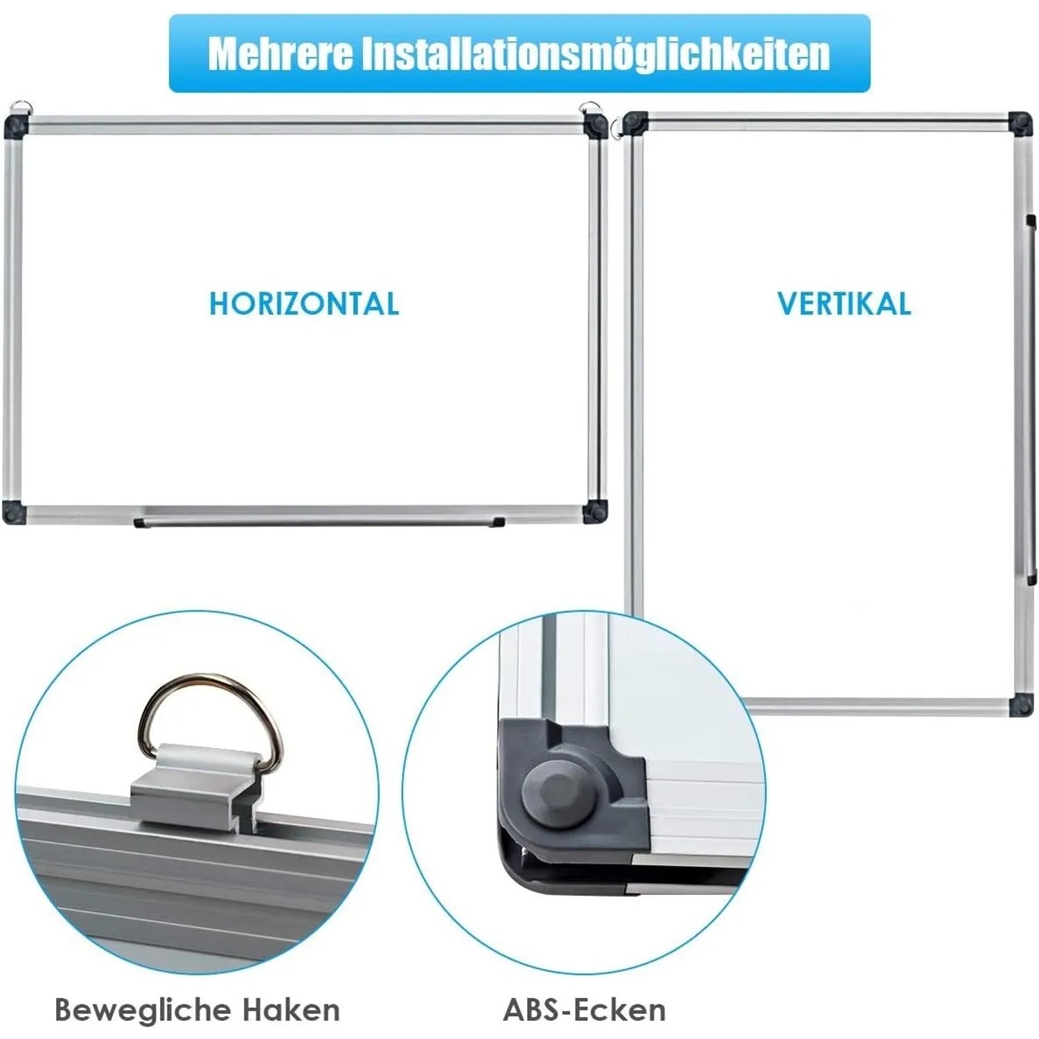 Costway Whiteboard Magnettafel Memoboard mit Alurahmen 60 x 40 cm_5