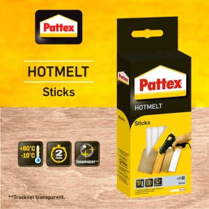 Pattex Hotmelt Heißklebesticks, 25 transparente Klebesticks für Heißklebepistolen.
