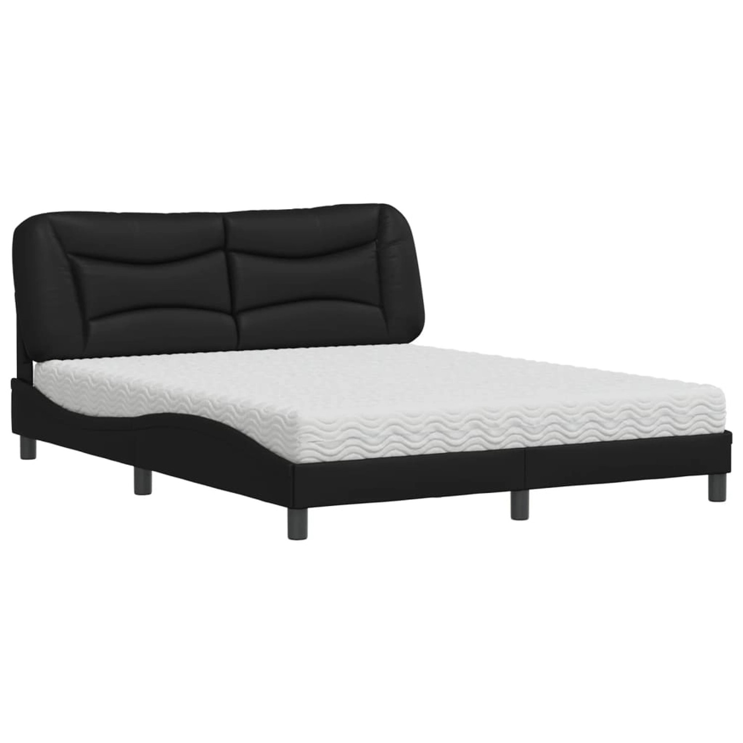 vidaXL Bett mit Matratze Schwarz 160x200 cm Kunstleder Modell 12008957