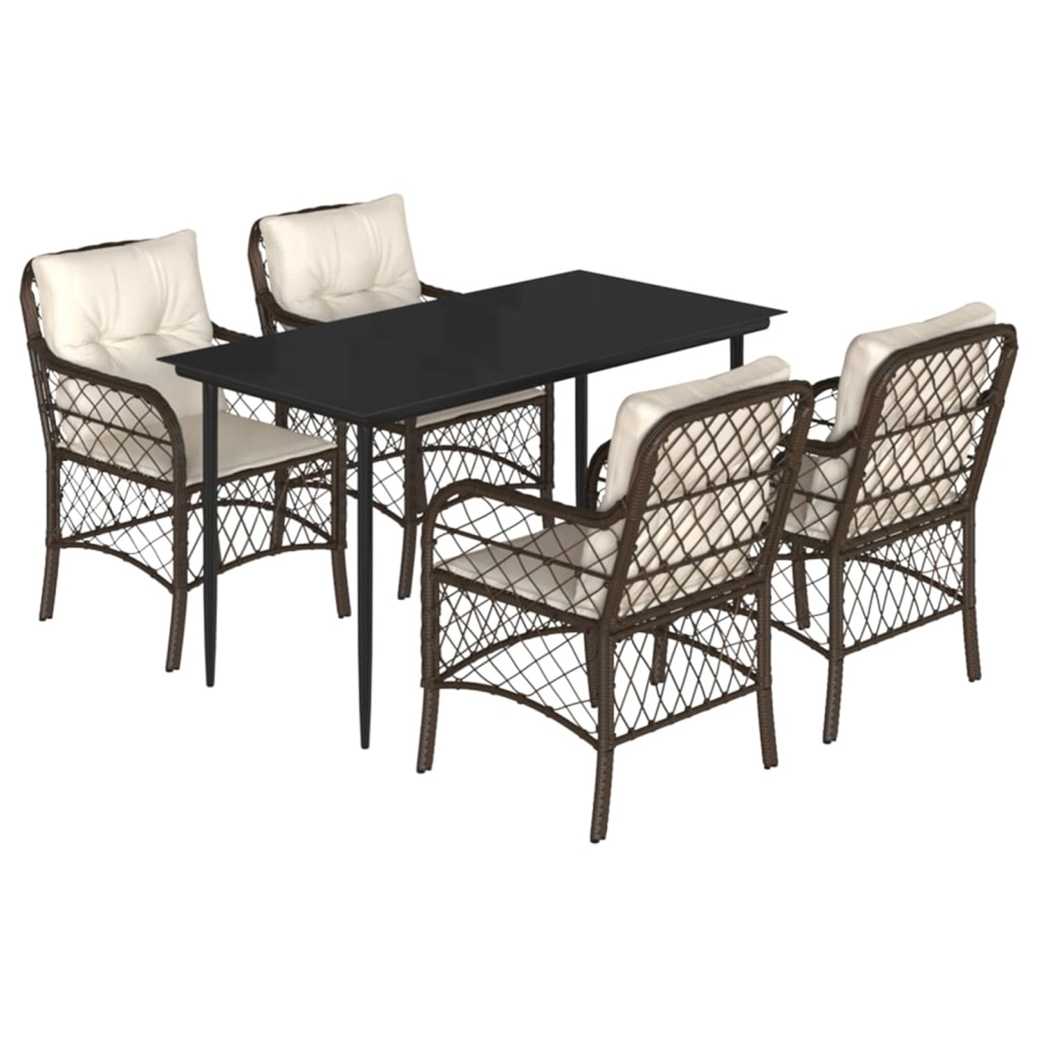 vidaXL 5-Tlg Garten-Essgruppe mit Kissen Braun Poly Rattan 3212112 günstig online kaufen