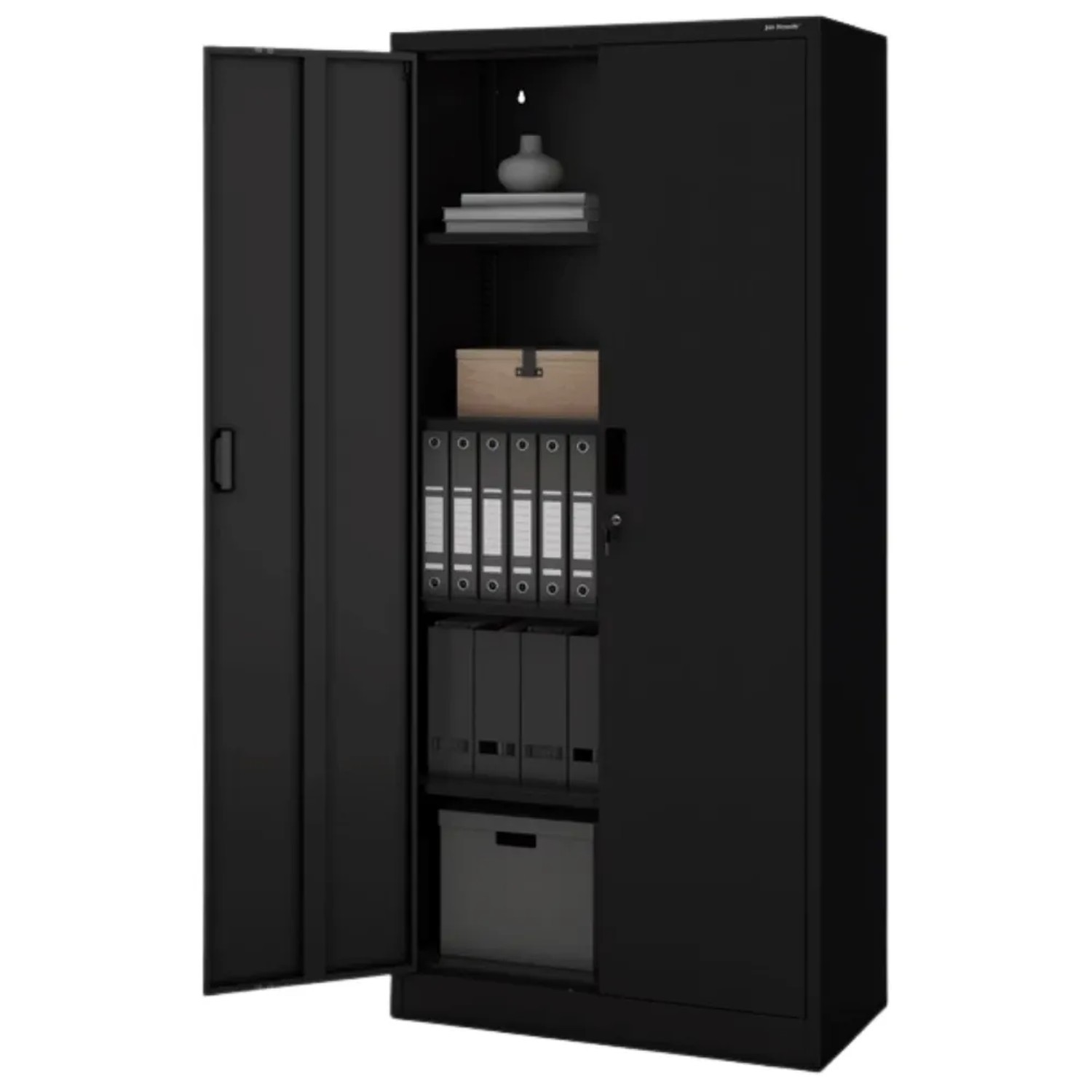 JAN NOWAK Aktenschrank Abschließbar JAN mit Flügeltüren 175 x 80 x 40 cm Schwarz
