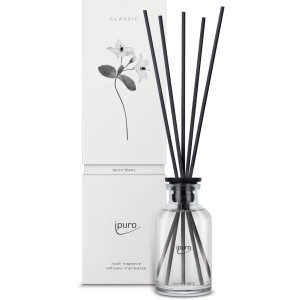 ipuro Raumduft Classic Blanc 75ml mit Duftstäbchen und Verpackung.