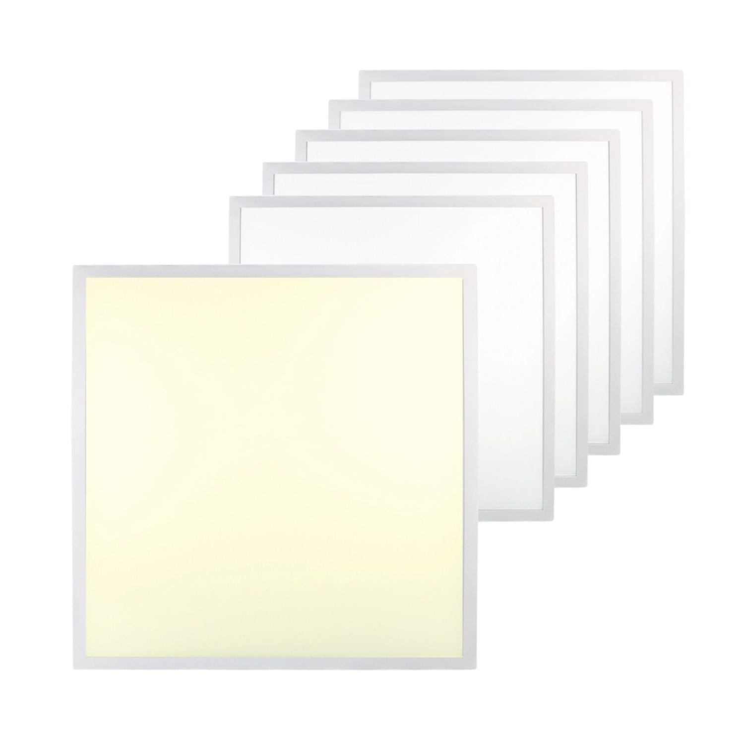 LUXULA 6er Pack LED Panel Geeignet für Feuchträume 40W 4400lm Warmweiß IP44 Backlit Rasterleuchte 62x62cm