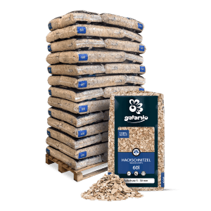 Palette Galamio Holzhackschnitzel Fallschutz, 39 Säcke à 60l, für Spielplatz & Gartenwege.