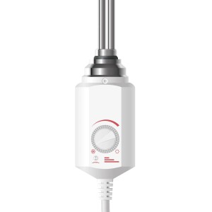 ECD Germany Heizstab 600W mit Thermostat für Badheizkörper, weiß.