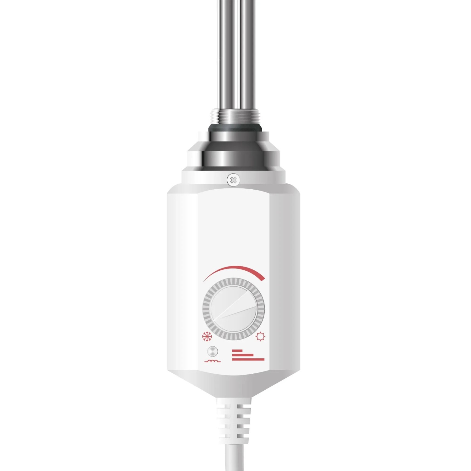 ECD Germany Heizstab 600W mit Thermostat für Badheizkörper, weiß.