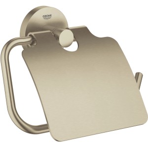 Grohe Essentials WC-Papierhalter mit Deckel, Nickel gebürstet, zur Wandmontage.