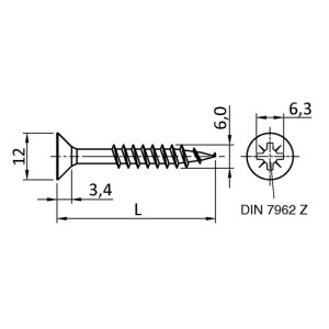 SOTECH 200 Stück JD Spanplattenschrauben Teilgewinde Kreuzschlitz Ø6,0 mm Länge 70 mm