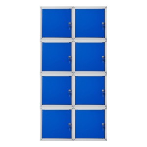 PROREGAL Schließfachwürfel, 8er Set, blau-grau, ideal für Garderobe & Umkleide.