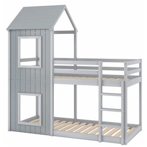 okwish Etagenbett 90×200 Kinderbett mit Leiter und Baldachin ohne Matratze