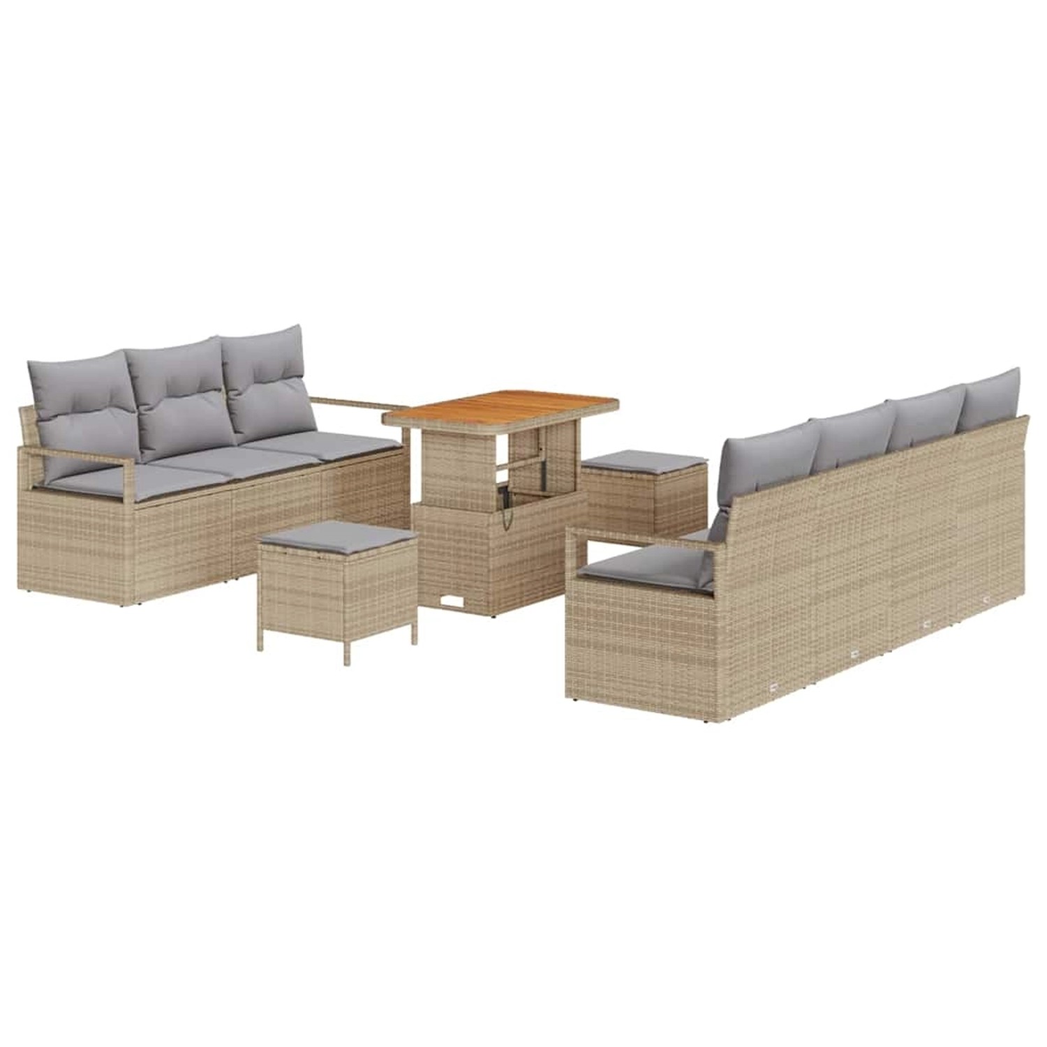 vidaXL Garten-Sofa-Set mit Kissen 10-Tlg Beige Poly Rattan 3362492 günstig online kaufen
