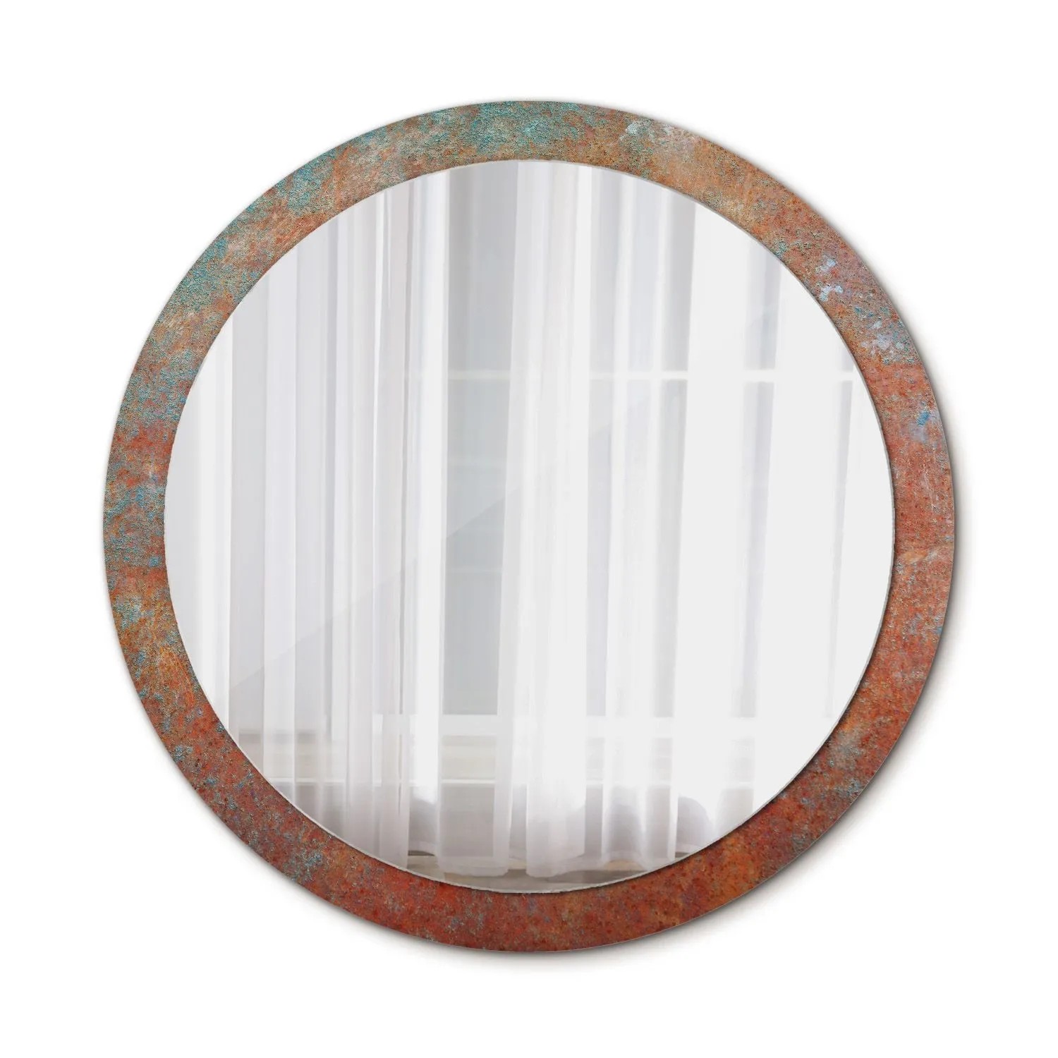 Thumbnail - Tulup Spiegel mit Motivdruck Rostiges Metall 100x100 cm Runder Spiegel Aufdruck Spiegel Ornament Spiegel Ornamente