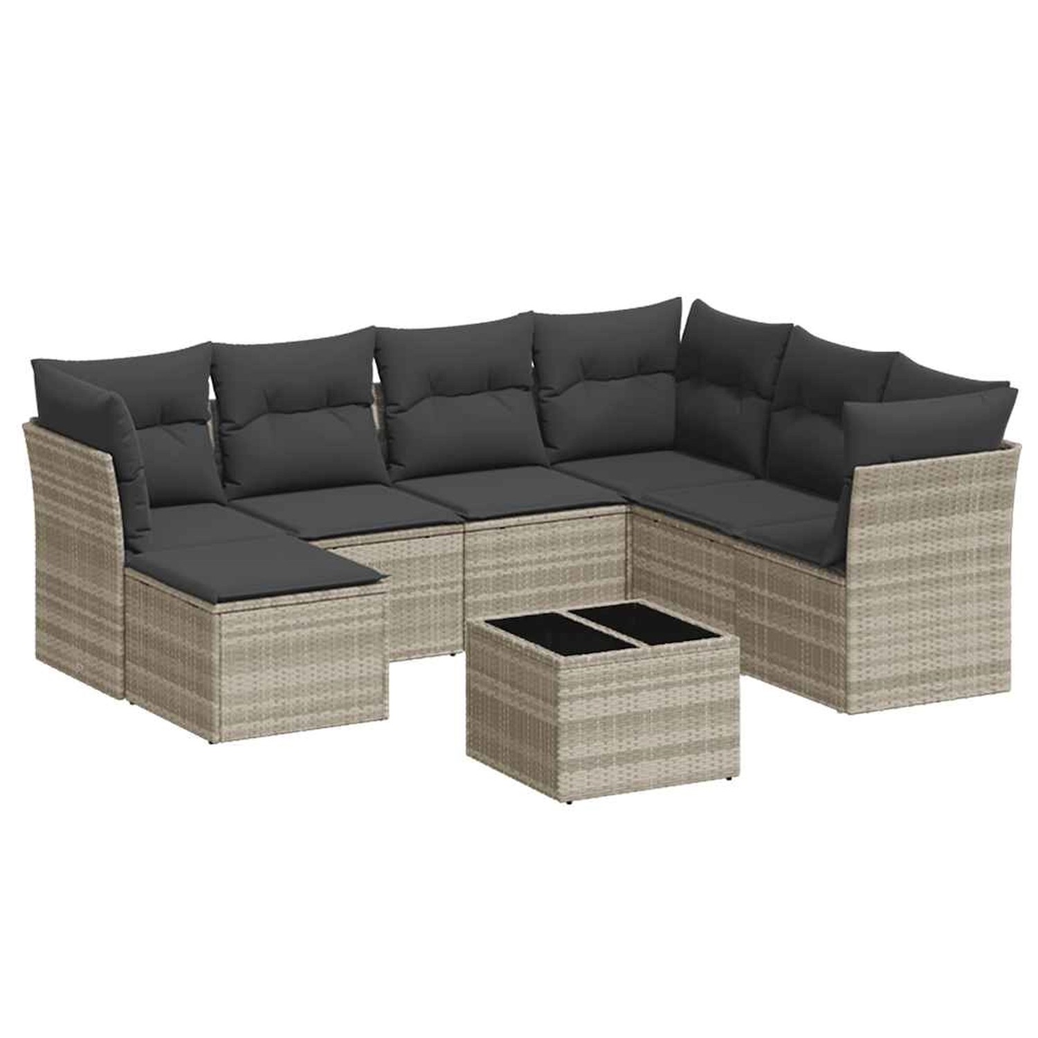 vidaXL 8-Tlg Garten-Sofagarnitur mit Kissen Hellgrau Poly Rattan 3218002 günstig online kaufen