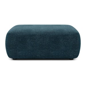 Blauer Vente-unique Sitzhocker Daviso aus Strukturstoff, 100 cm lang, mit abgerundeten Kanten.