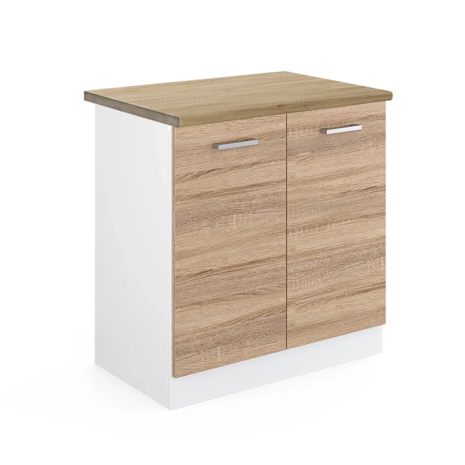 Vicco Spülenunterschrank R-Line Küchenunterschrank für die Spüle Sonoma Weiß 80 cm AP Eiche