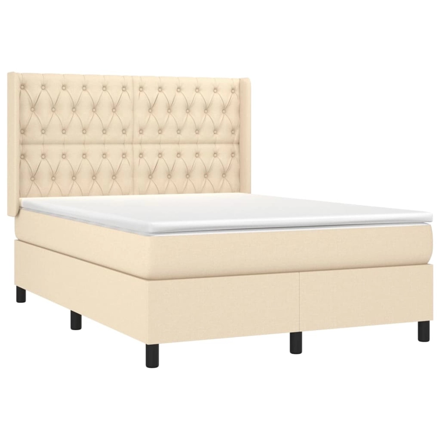 vidaXL Boxspringbett mit Matratze & LED Creme 140x190 cm Stoff 3138554 günstig online kaufen