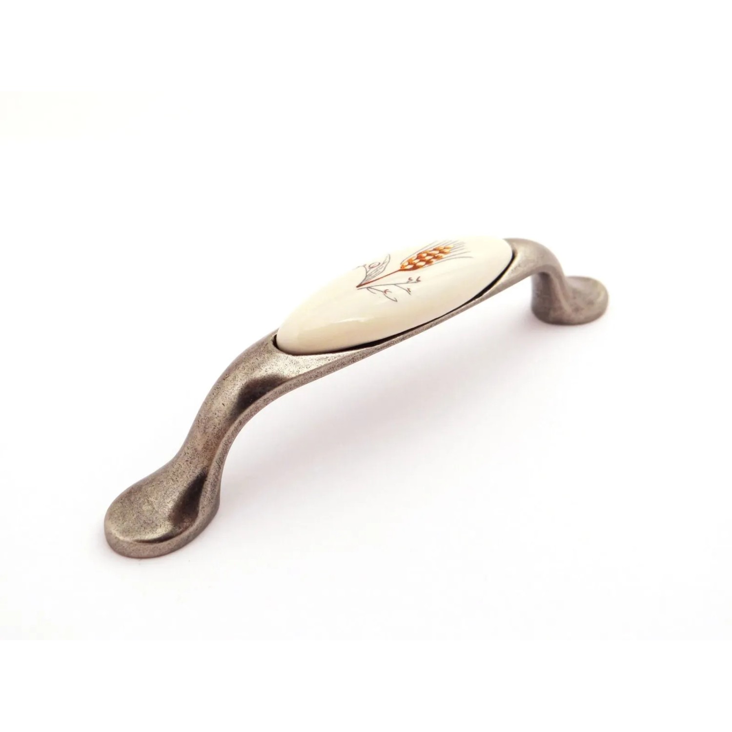 SOTECH Porzellangriff VENUS BA 96 mm Cremefarbig Silber Antik Ähre