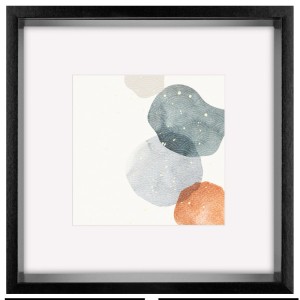 Schwarzer walther design Shape 3D Holzrahmen 50x50 cm mit abstraktem Aquarellbild.