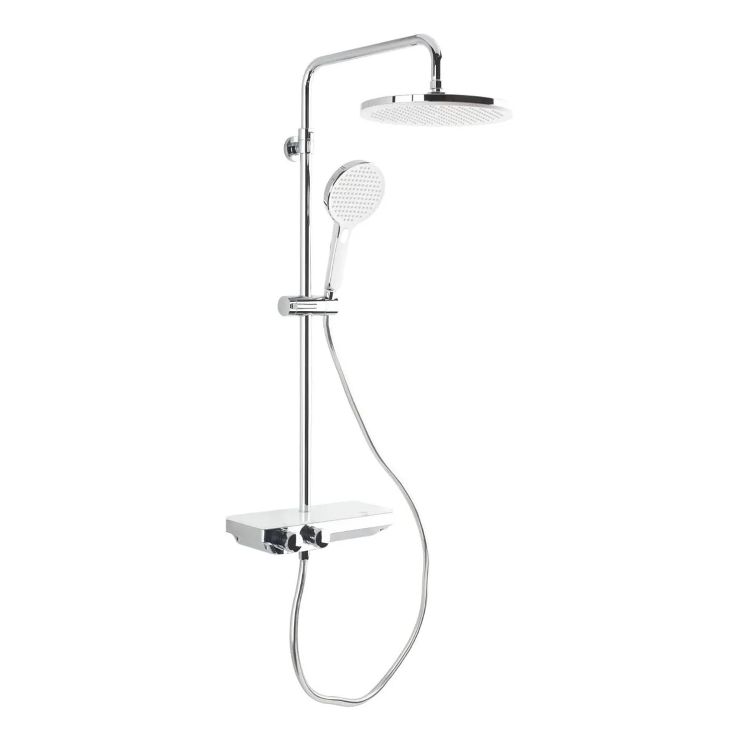 Swiss Aqua Technologies Duschsystem mit Thermostat Regendusche Rain Kopfbrause 25,4CM  Weiß Chrom