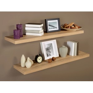 Zwei Wandregale Carlton in Eiche Hell mit Deko, schwebende Optik.