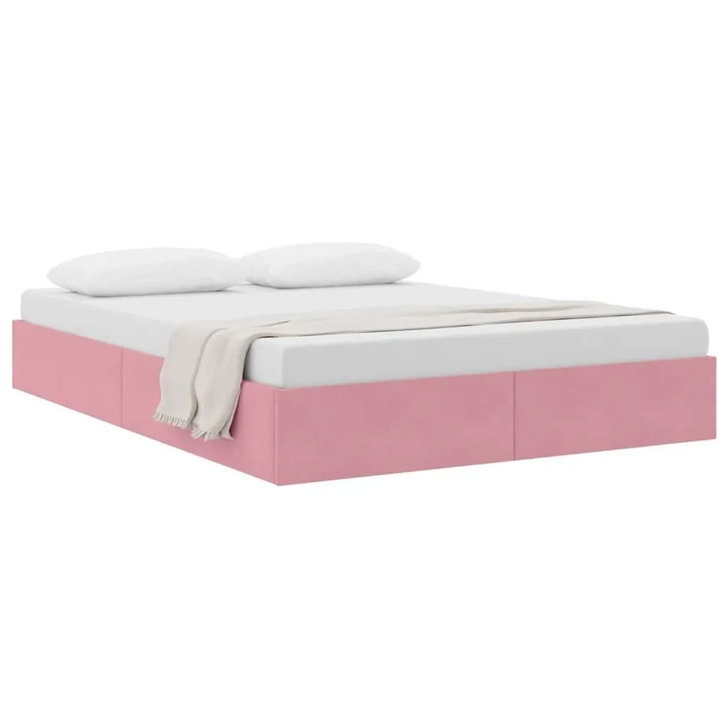 vidaXL Aufbewahrungsbett mit Kopfteil Rosa 140 x 200 cm Samt 3370105