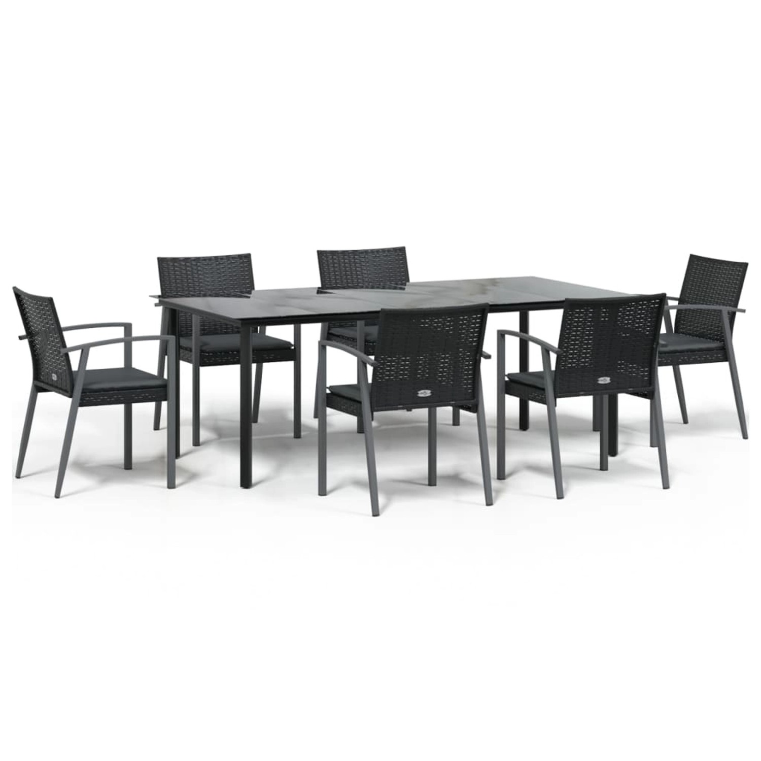 vidaXL 7-Tlg Garten-Essgruppe mit Kissen Poly Rattan und Stahl 3186999 günstig online kaufen